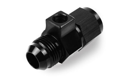 Improved Racing - Inline sensor adapter, -10AN male flare to -10AN female with 1/8" NPT female sensor port, black