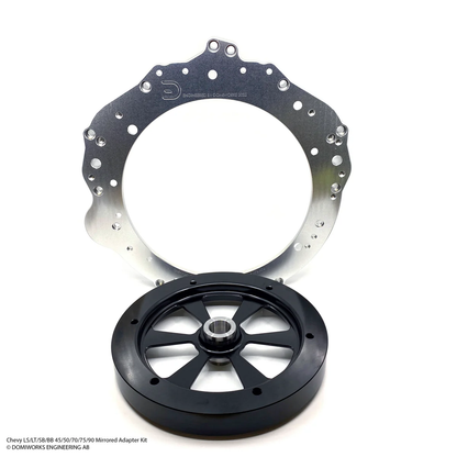DomiWorks Engineering - CHEVY LS/LT/SB/BB TO 8HP 45/50/70/75/90 N57 B57 B58 N63 N73 N74 MIRRORED STARTER ADAPTER KIT