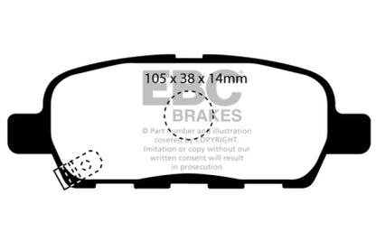 [GARAGE SALE] - EBC 09-20 Nissan 370Z | 07-08 Infiniti G35 | 08-13 Infiniti G37 Yellowstuff Rear Brake Pads (Copy)
