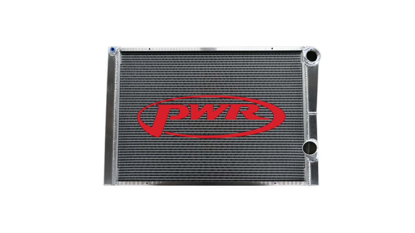 PWR - 55mm Universal Performance Radiator (PWR Closed 28” x 19”) -20 AN Port Inlet, 1-3/4″ High Outlet