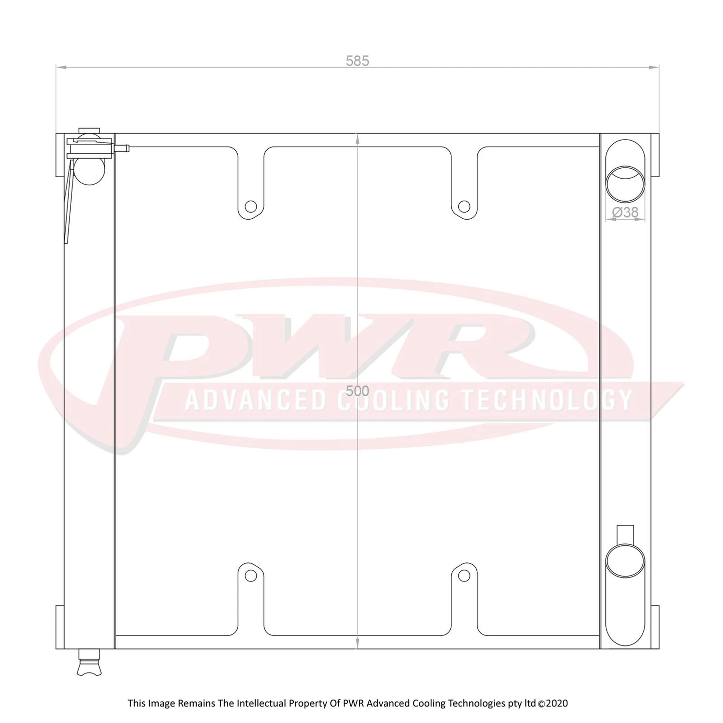 PWR - 55mm Performance Radiator (Mazda RX7 FC Series 5 89-92) W/ 16″ SPAL Fan Mounts