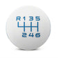 RTR - WHITE SHIFT KNOB - BLUE ENGRAVING (15-23 MUSTANG - GT, ECOBOOST, V6)