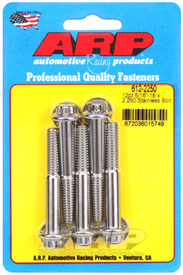 ARP 5/16 in.-18 RH Thread, 2.250 in 12 Point SS 300 Bolts - Set of 5