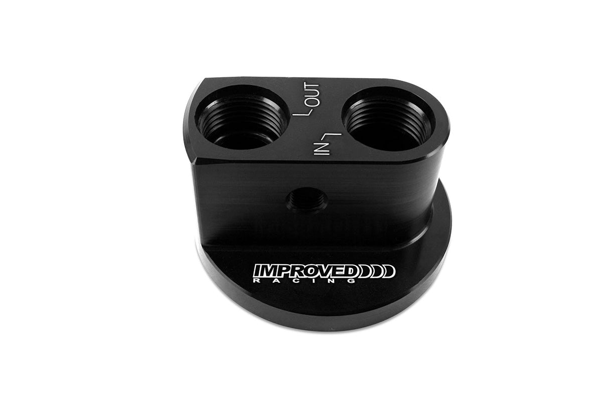 Improved Racing - Remote oil filter adapter, M20x1.0 filter thread, -10AN ORB ports