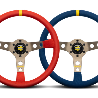 MOMO MOD.07 350 Diam 72 Dish Blue Microfiber Anthracite Anodized Spokes 1 Stripe