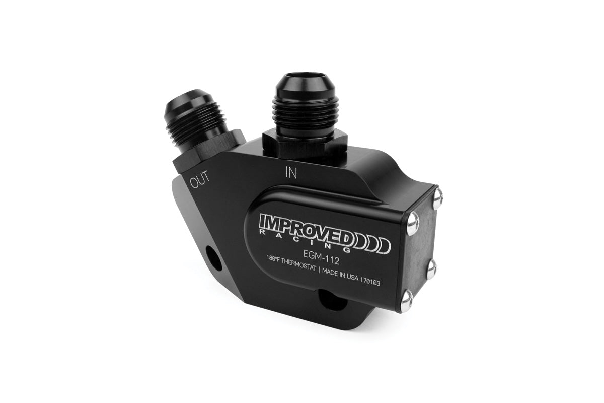 Improved Racing - Oil cooler adapter, low-profile, thermostatic, 200F, GM LS-series engine, rear sump