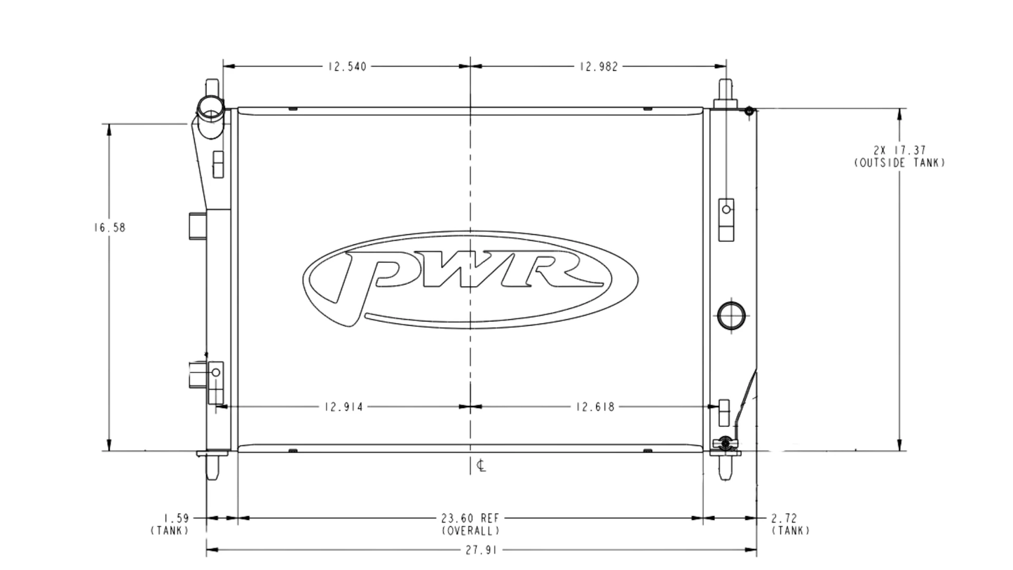 PWR - 55mm Performance Radiator (Chevrolet Corvette C6 2005-12) OEM Fans