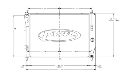 PWR - 55mm Performance Radiator (Chevrolet Corvette C6 2005-12) OEM Fans