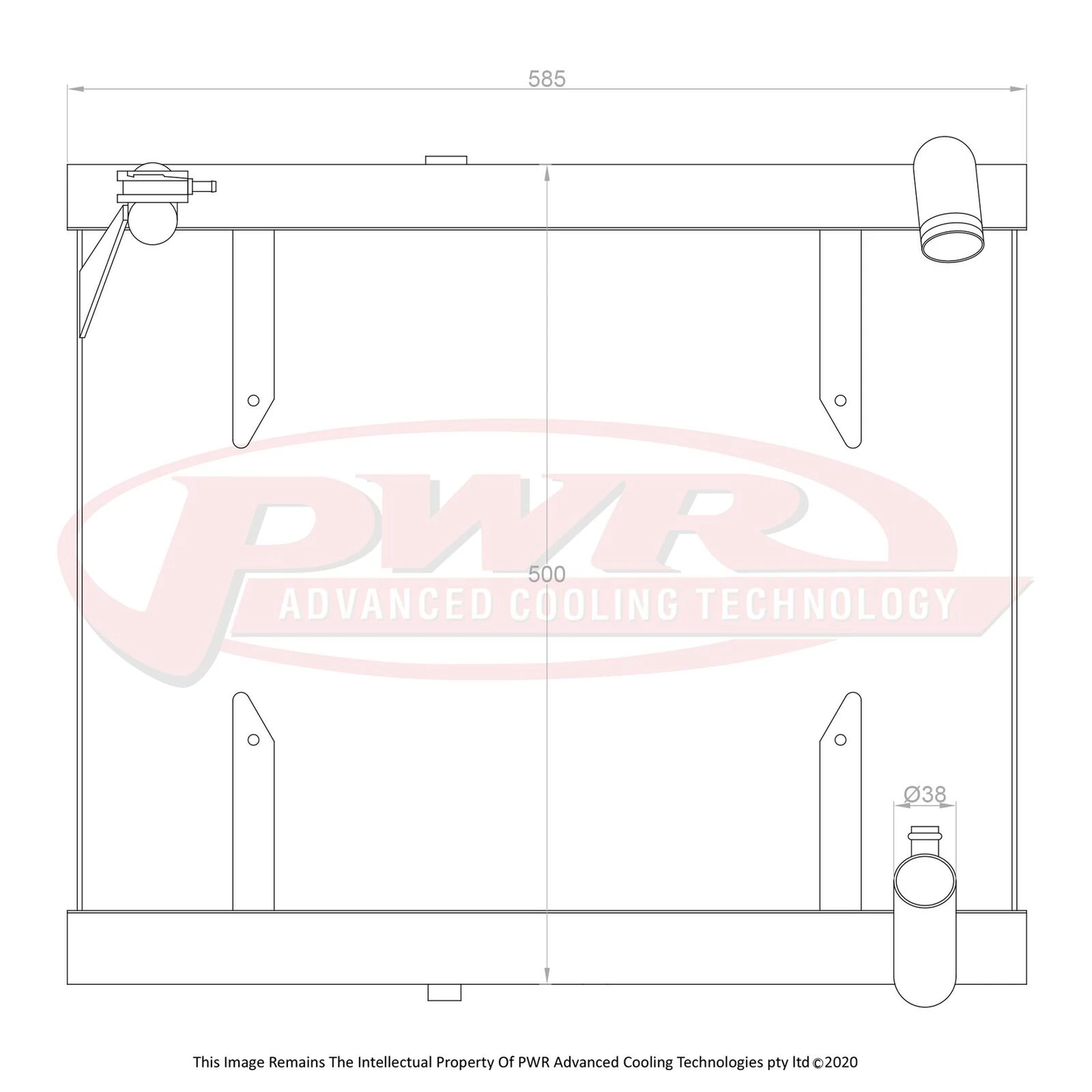 PWR - 42mm Performance Radiator (Mazda RX7 FC Series 5 89-92) W/ 16″ SPAL Fan Mounts