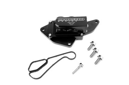 Improved Racing - Oil Cooler Adapter with Thermostat for BMW Engines, Bottom-Exit Lines, 200F Thermostat