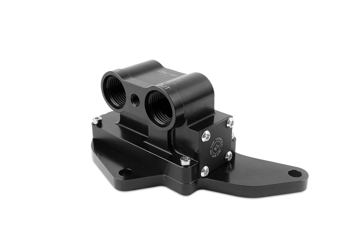 Improved Racing - Oil Cooler Adapter with Thermostat for BMW Engines, Bottom-Exit Lines, 200F Thermostat
