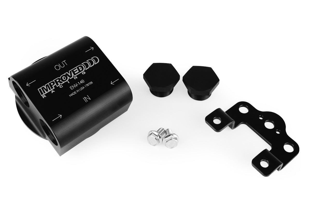 Improved Racing - Remote oil filter mount, -10AN ORB ports, filter screw sold separately