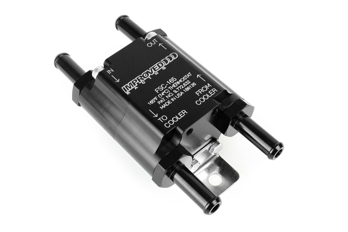 Improved Racing - Flow Series Compact remote inline oil thermostat for transmissions, differentials, and small engines, 165F