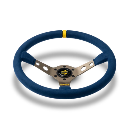 MOMO MOD.07 350 Diam 72 Dish Blue Microfiber Anthracite Anodized Spokes 1 Stripe