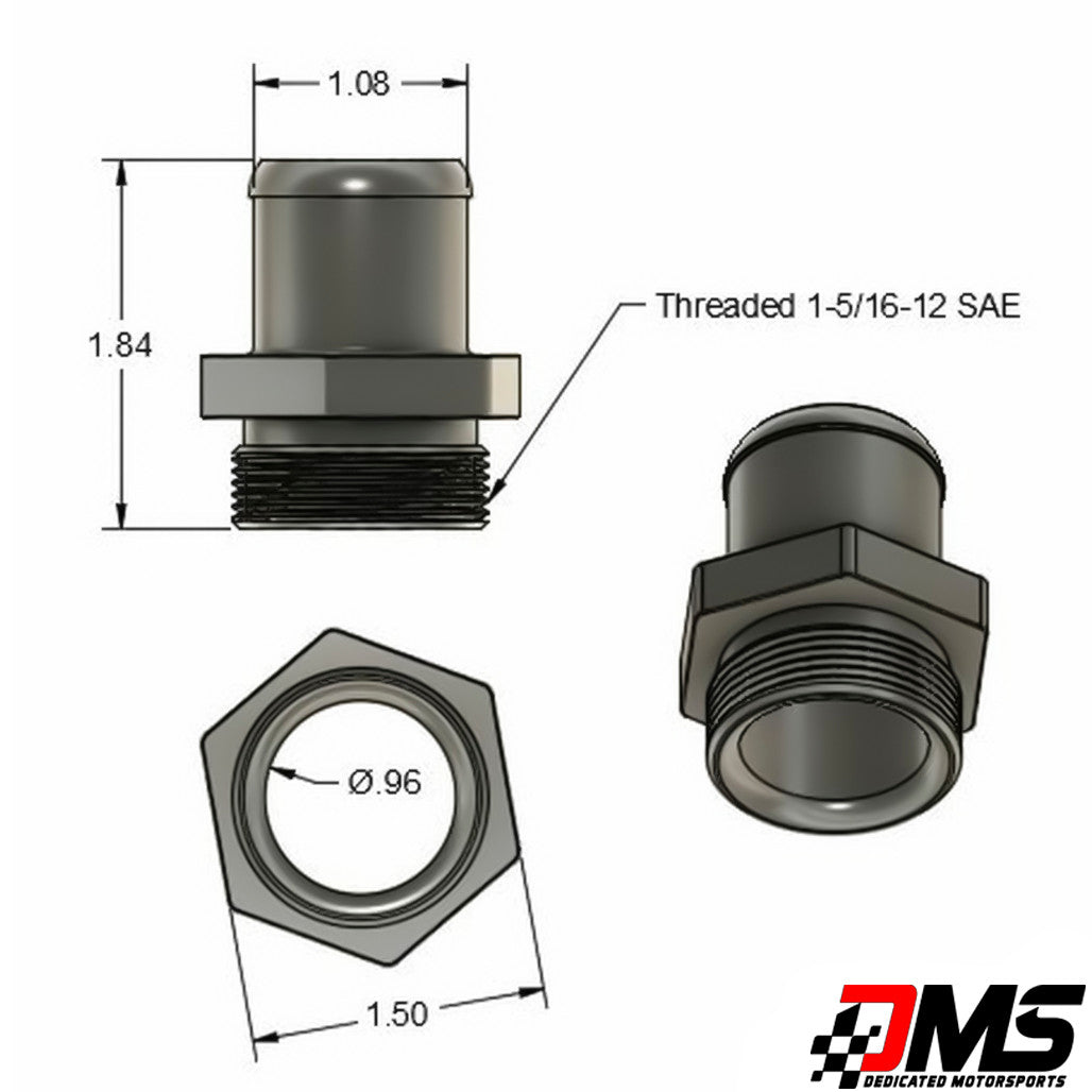 Dedicated Motorsports - High Flow -16 ORB to 1” Hose Barb