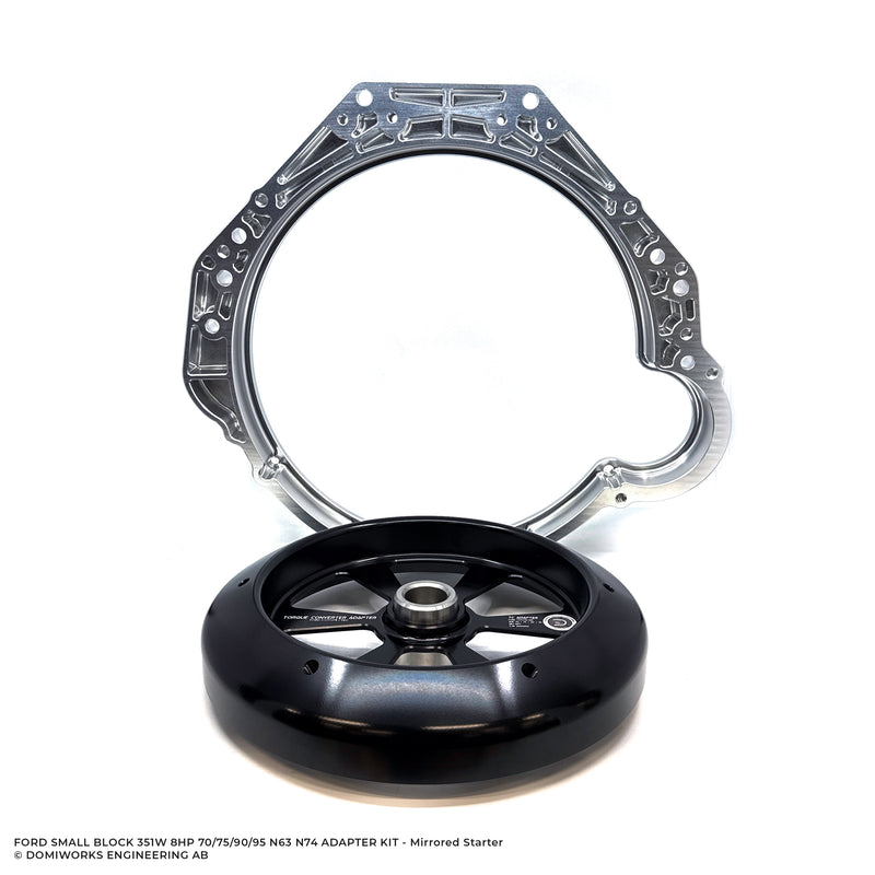 DomiWorks Engineering - FORD SMALL BLOCK 289 302 351C 351W 8HP 70/75/90/95 N63 N74 ADAPTER KIT - MIRRORED STARTER