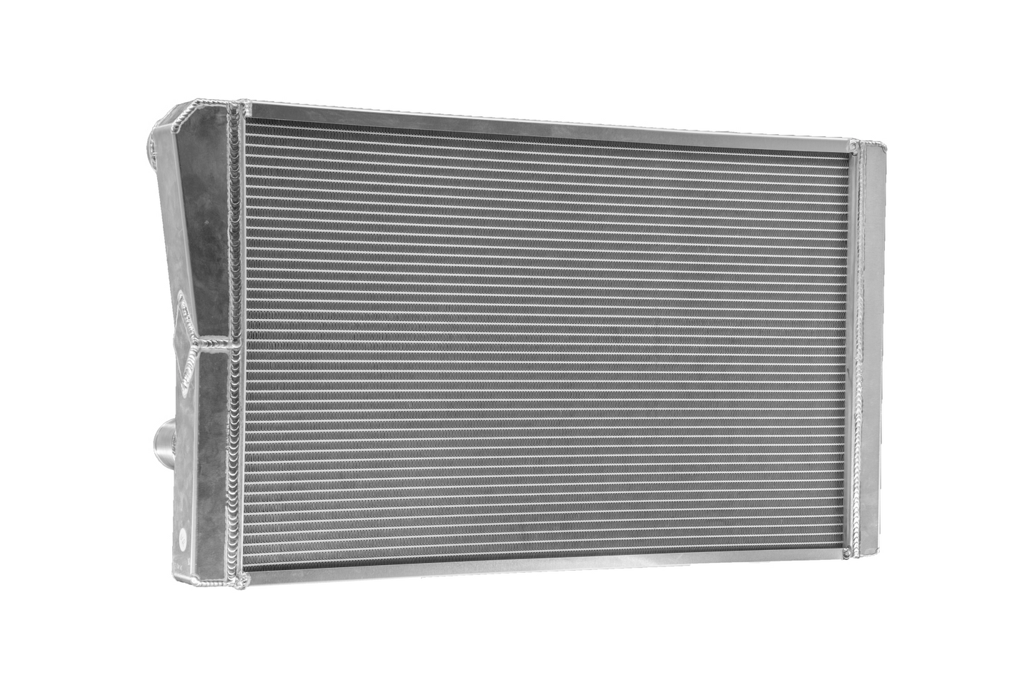 PWR  - Radiator Module Lightweight Late Model Ext.Tube Closed 27.5 Inch x 16.26 Inch 1-3/4 Inch Outlet w/ 13 Inch Spal Fan and PWR EOC w/ 9 Inch Spal Fan