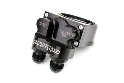Improved Racing - Oil filter sandwich plate, thermostatic, 200F, 90-deg -10AN ORB ports, filter screw sold separately