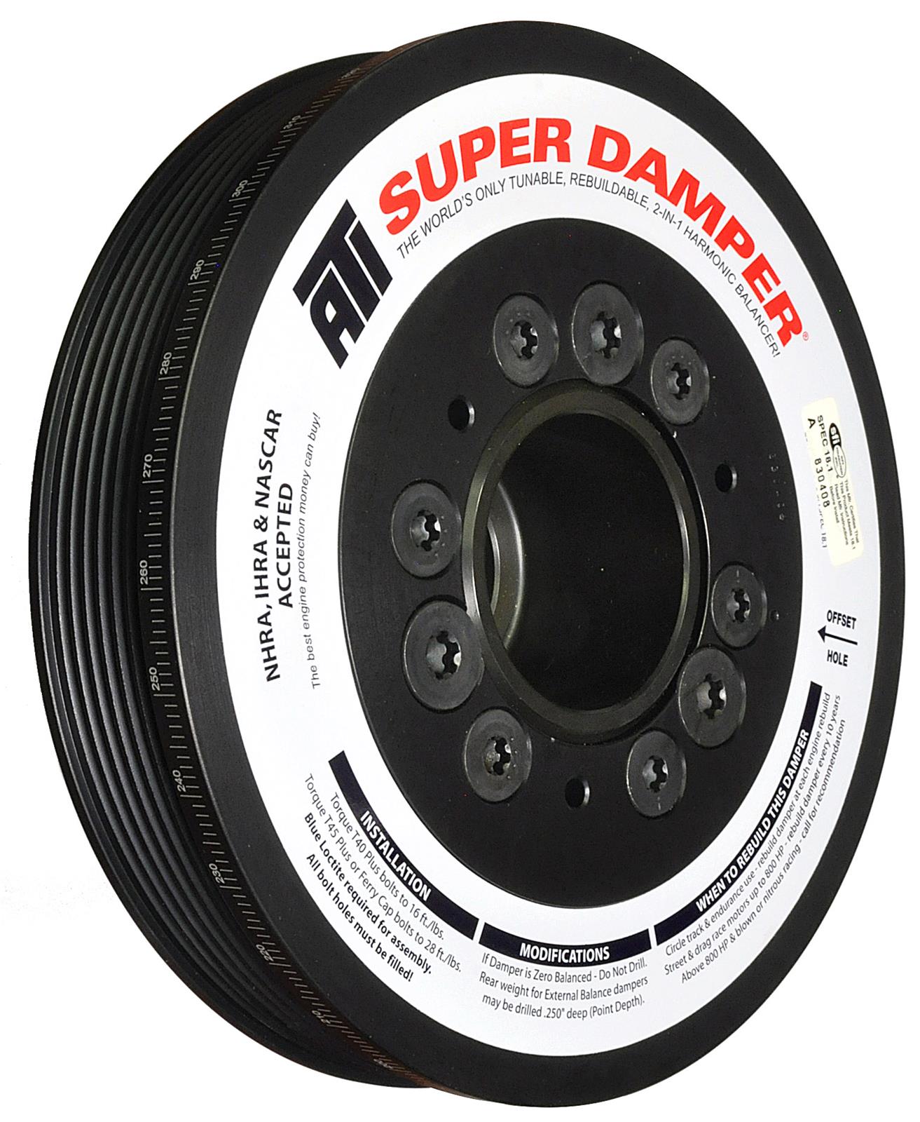 ATI Damper - 7.48in - Alum LW - 6 Grv - LS1-2-3-6 & L76 - 97-13 - Y Body & SS & G8 - No A/C - 3 Ring