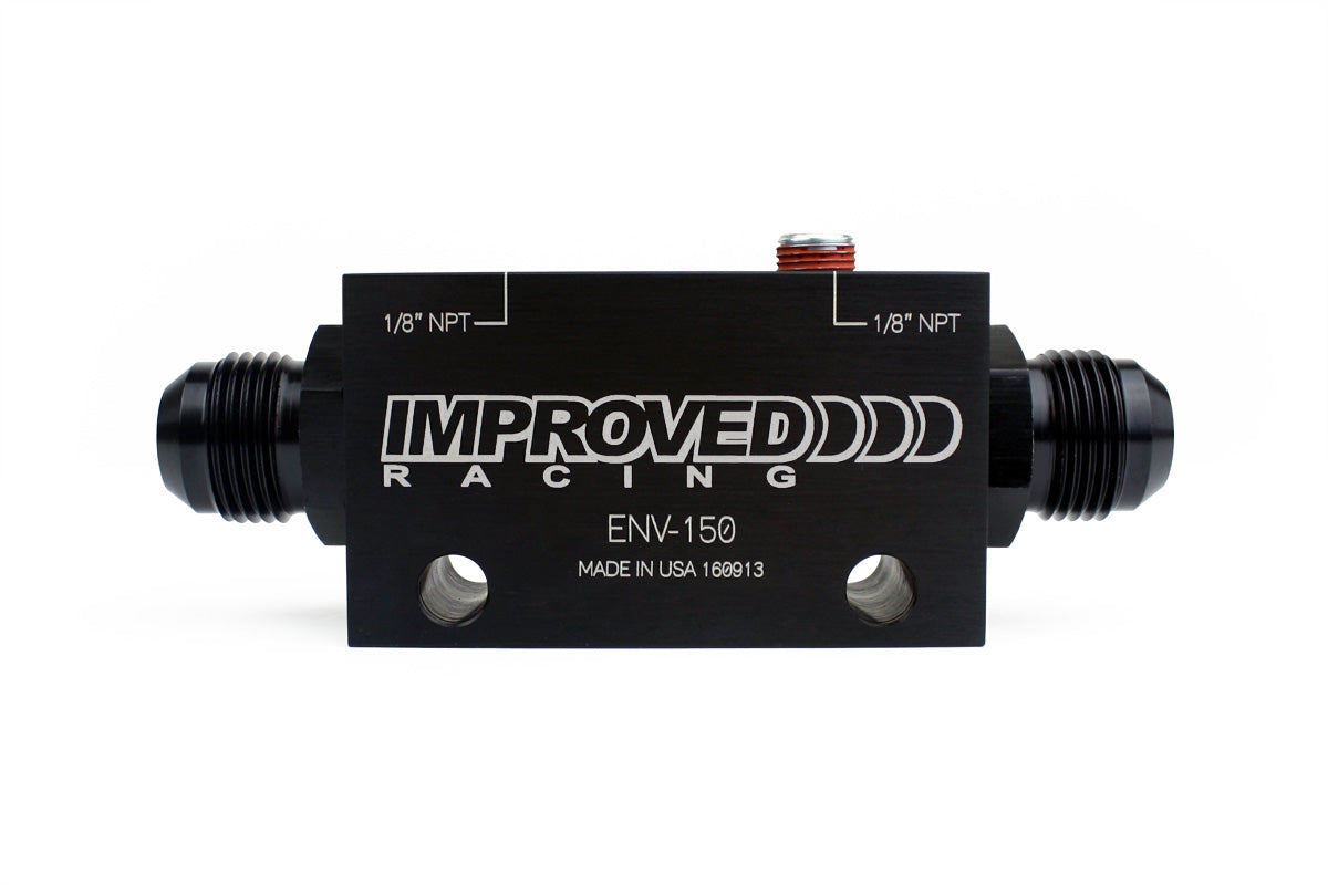 Improved Racing - Inline oil sensor adapter block, two 1/8" NPT sensor ports, -10AN ORB in/out ports