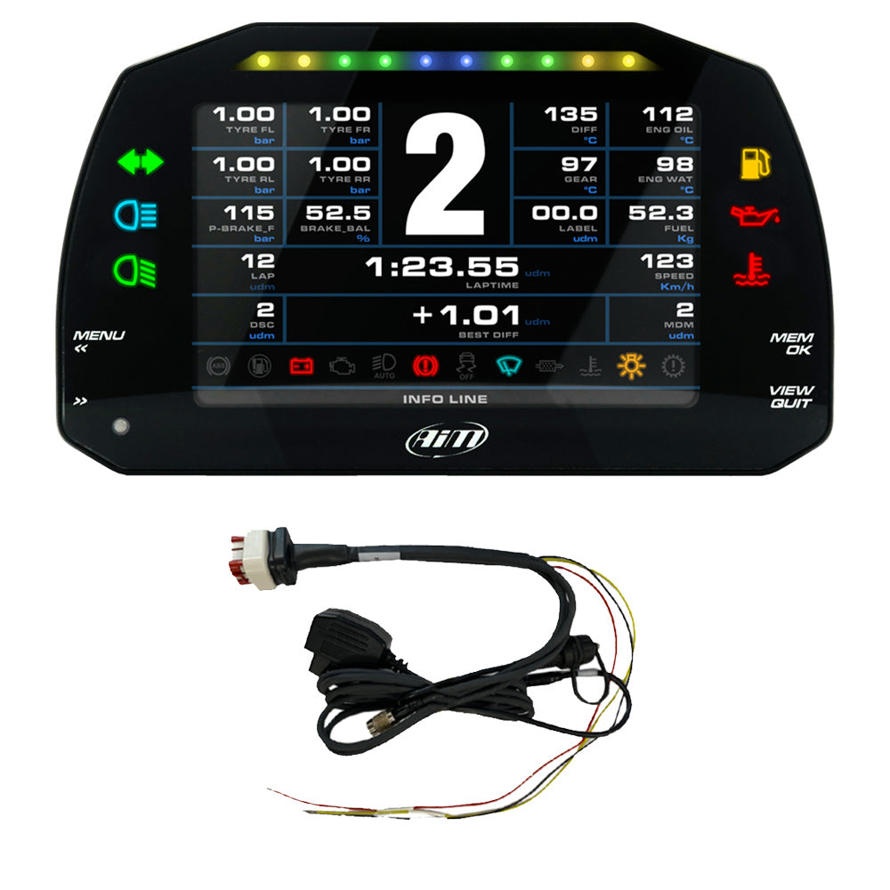 AiM - MXS 1.3 Strada Street icons version + UBS cable + 14 pins OBD harness CAN+K (ECU)