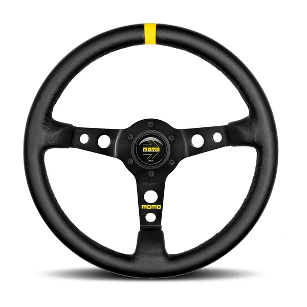 Momo MOD07 Steering Wheel 350 mm -  Black Leather/Black Spokes/1 Stripe