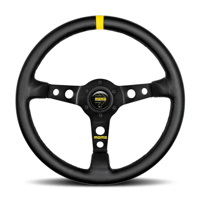 Momo MOD07 Steering Wheel 350 mm -  Black Leather/Black Spokes/1 Stripe