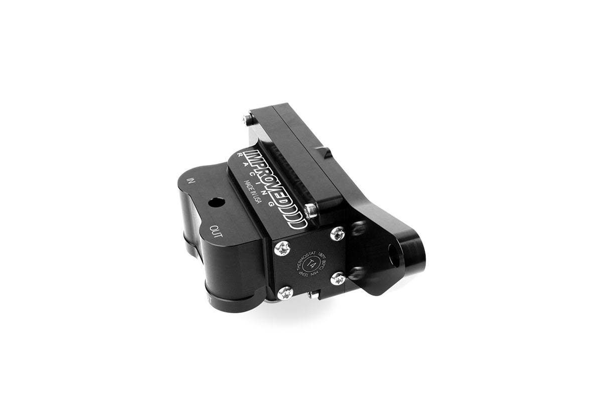 Improved Racing - Oil Cooler Adapter with Thermostat for BMW Engines, Bottom-Exit Lines, 200F Thermostat