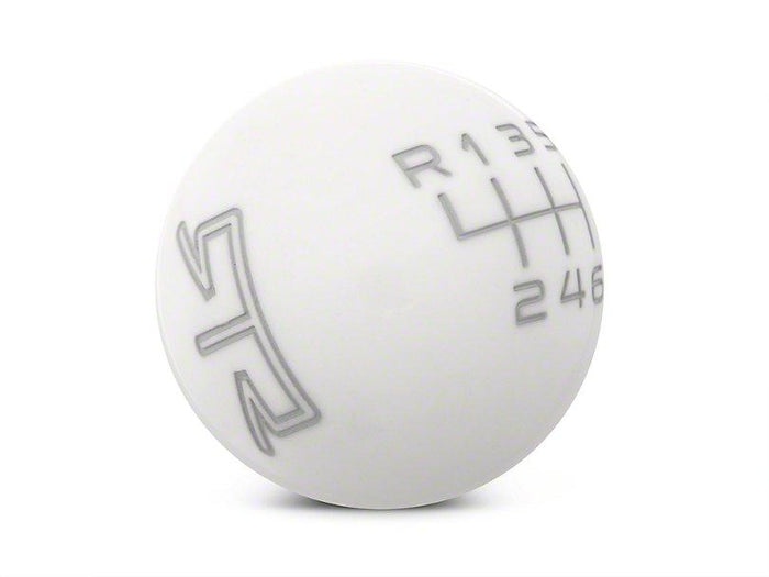 RTR - WHITE SHIFT KNOB - GRAY ENGRAVING (15-23 MUSTANG - GT, ECOBOOST, V6)