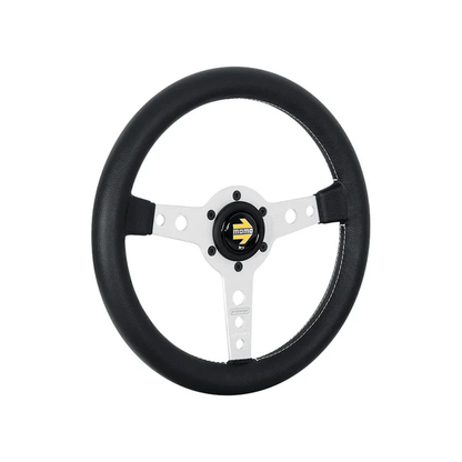 Momo Prototipo Steering Wheel 320 mm - Black Leather/White Stitch/Brshd Alum Spokes