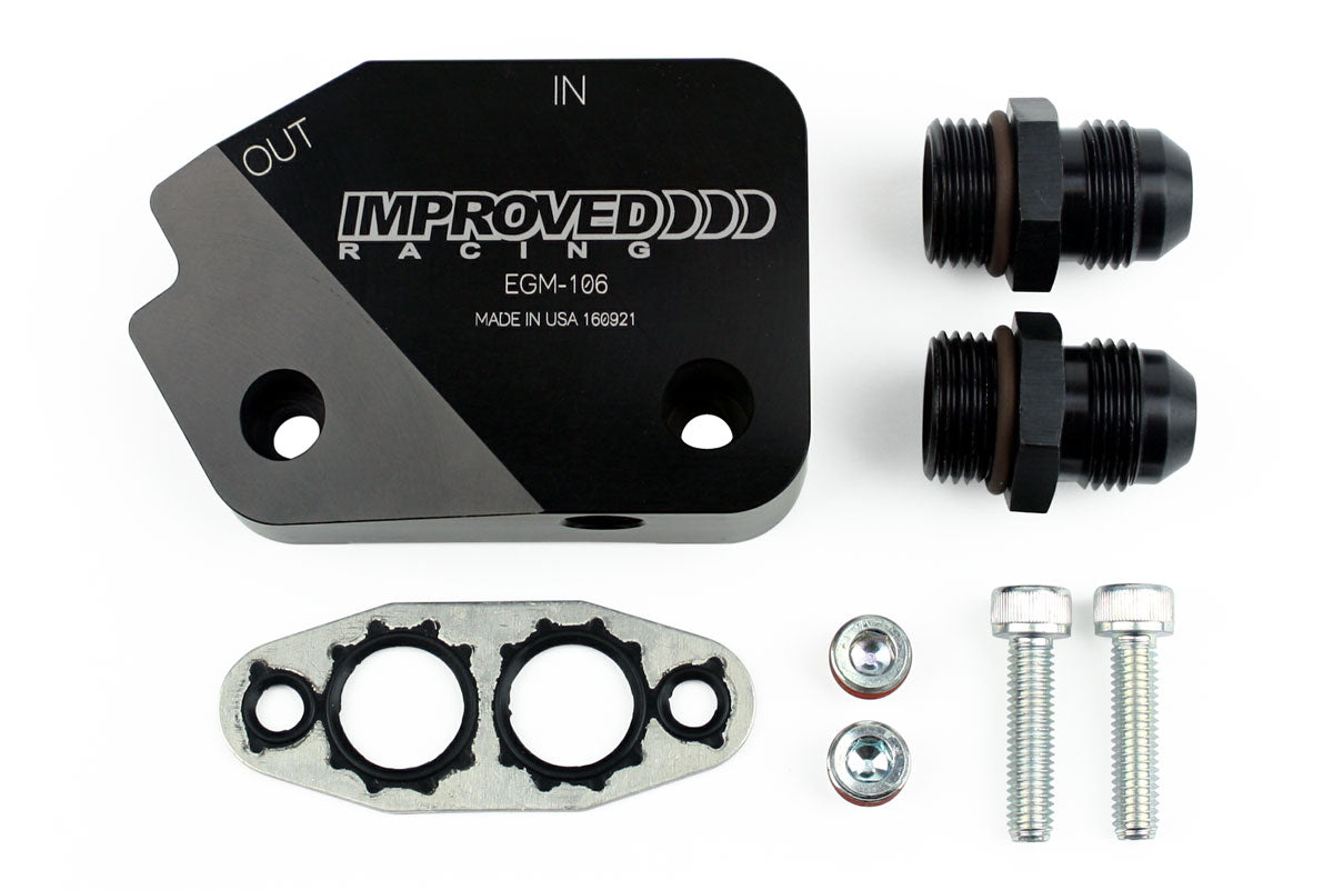 Improved Racing - Oil cooler adapter, low-profile, GM LS series engine, rear sump