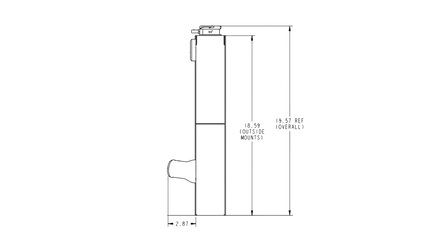 PWR - 55mm Universal Performance Radiator (PWR Open 28” x 19”) -20 AN Port Inlet, 1-3/4″ High Outlet