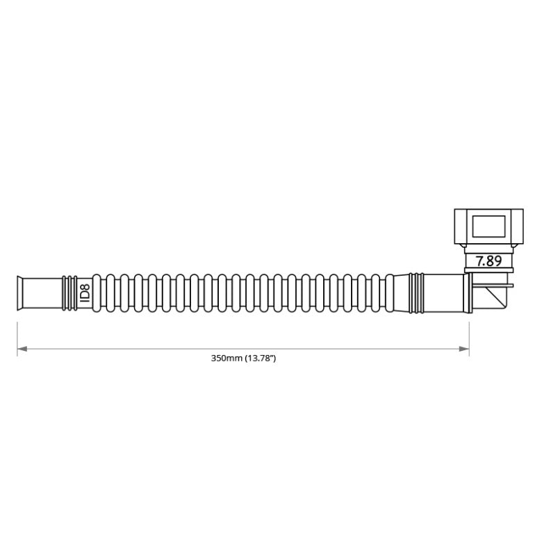 Nuke Performance - Pre-assembled in tank 350mm fuel hose SAE 7.89 90° to ID8