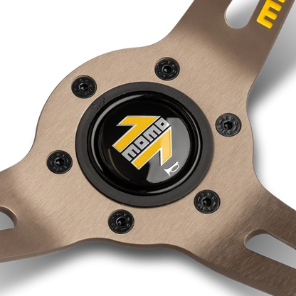 MOMO Drifting 350 Diam 90 Dish Blue Microfiber Anthracite Spokes Yellow Inserts