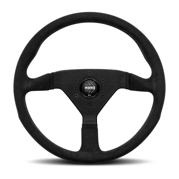 Momo Montecarlo Alcantara Steering Wheel 320 mm - Black/Black Stitch/Black Spokes