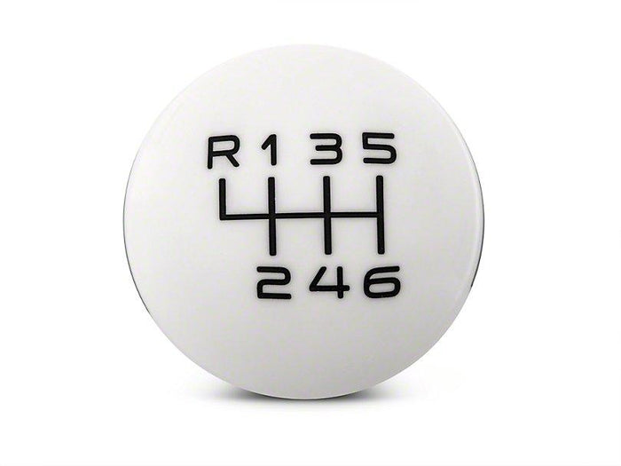 RTR - WHITE SHIFT KNOB - BLACK ENGRAVING (15-23 MUSTANG - GT, ECOBOOST, V6)