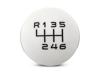 RTR - WHITE SHIFT KNOB - BLACK ENGRAVING (15-23 MUSTANG - GT, ECOBOOST, V6)