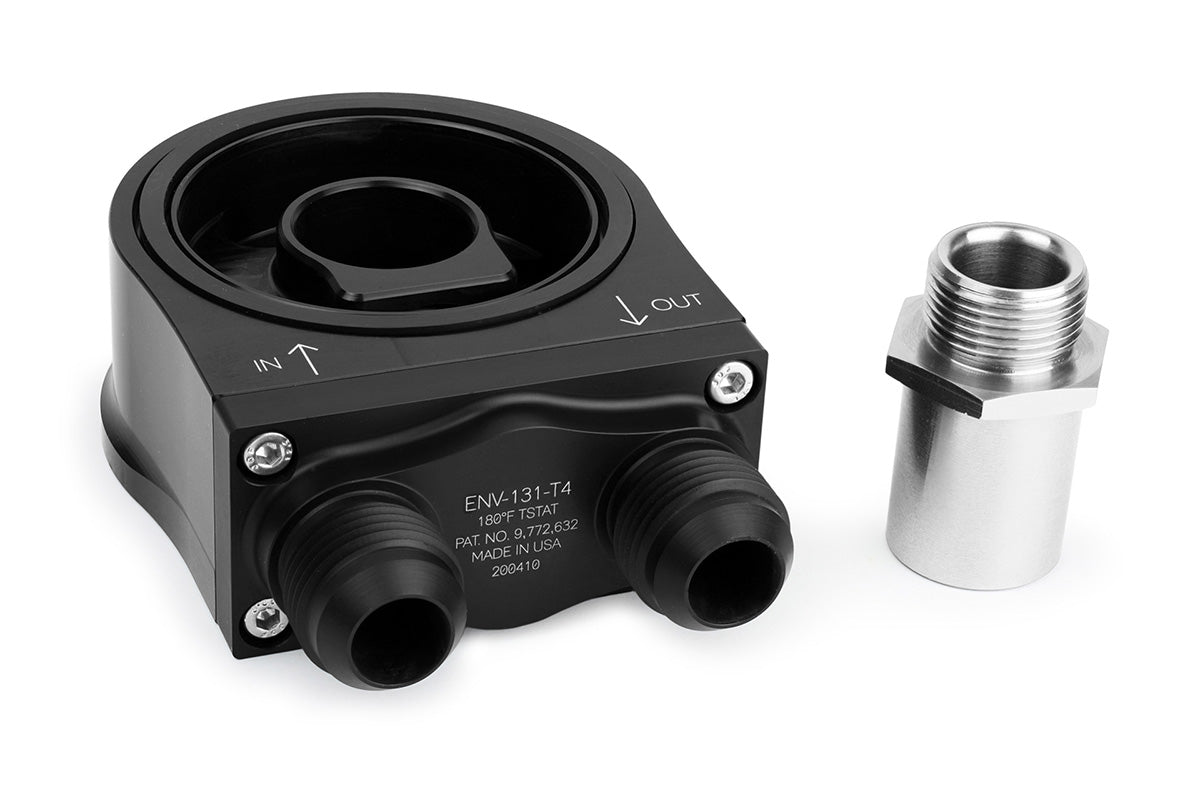 Improved Racing - Oil filter sandwich plate, thermostatic, 200F, -10AN Male ports, filter screw sold separately