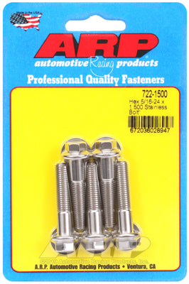 ARP 5/16 in.-24 RH Thread, 1.500 in Hex Head SS 300 Bolts - Set of 5
