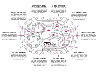 Nuke Performance - CFC Unit for brushless fuel pumps - Competition Fuel Cell Unit, with integrated fuel surge tank