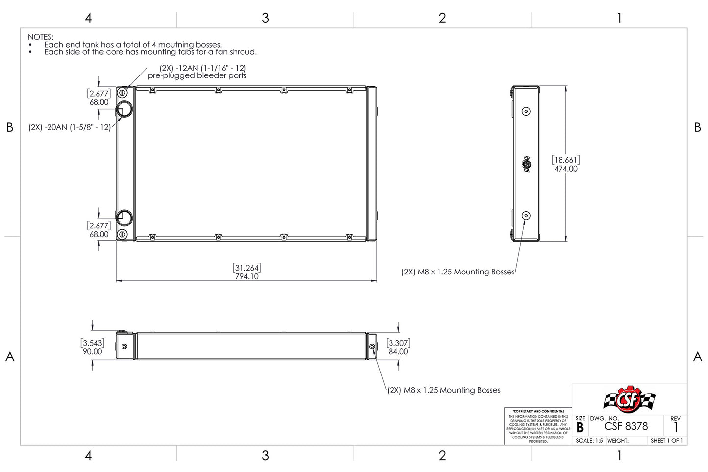 CSF Motorsport Dual-Pass Competition Radiator (Radiator Only)