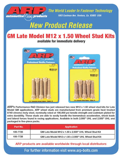 ARP GM Late Model M12 X 1.5 X 2.0 Wheel Stud Kit