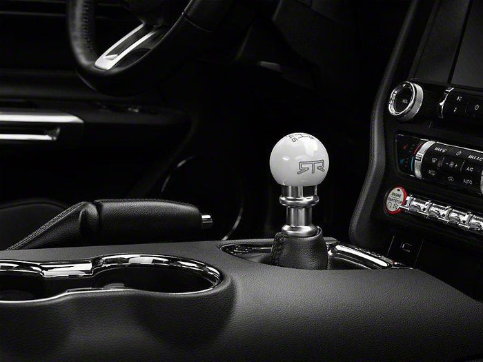 RTR - WHITE SHIFT KNOB - GRAY ENGRAVING (15-23 MUSTANG - GT, ECOBOOST, V6)