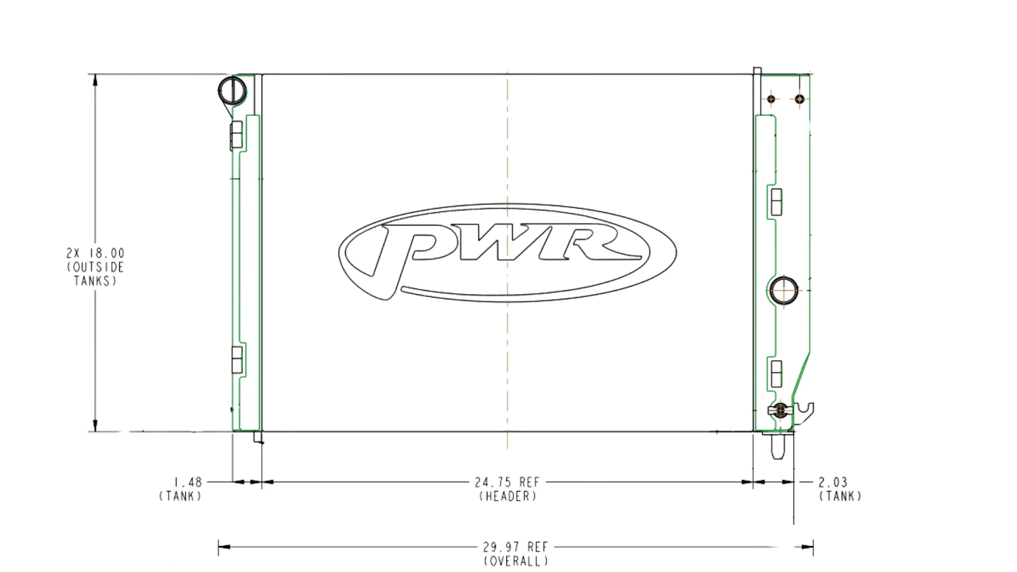 PWR - 42mm Performance Radiator (Chevrolet Corvette C5 Z06 1997-04) OEM Fans