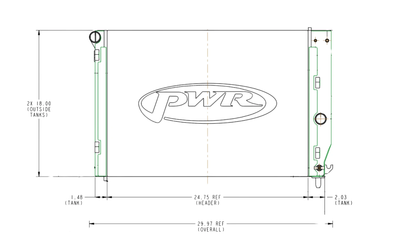 PWR - 42mm Performance Radiator (Chevrolet Corvette C5 Z06 1997-04) OEM Fans