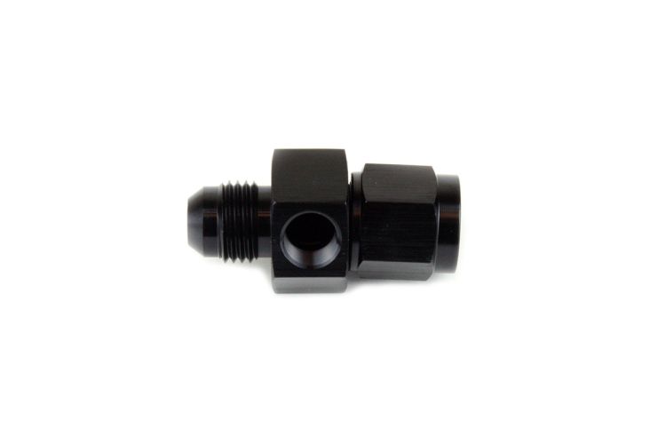 Improved Racing - Inline sensor adapter, -6AN male flare to -6AN female with single 1/8" NPT female sensor port, black