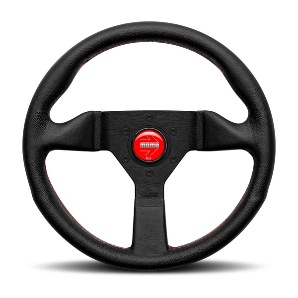 Momo Montecarlo Steering Wheel 320 mm - Black Leather/Red Stitch/Black Spokes