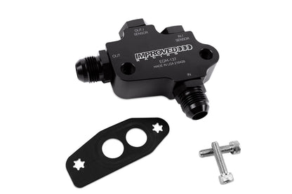 Improved Racing - Oil cooler adapter, C7 Corvette LT1 / LT4 engine (with C7 pan), non-thermostatic