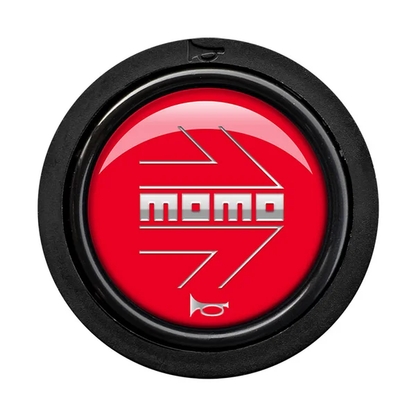 Momo Steering Wheel Horn Button Flat Lip - Gloss Red/Chrome Logo