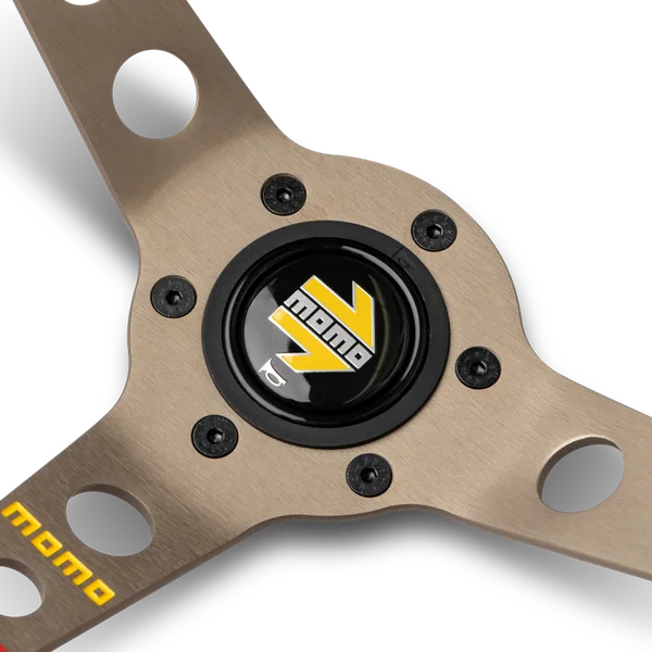 MOMO MOD.07 350 Diam 72 Dish Red Microfiber, Anthracite Anodized Spokes 1 Stripe